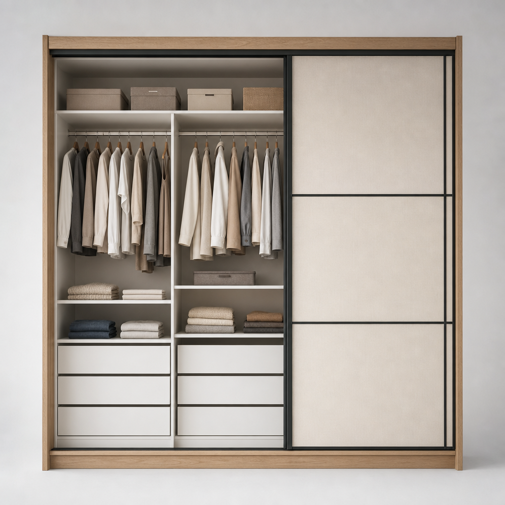 Sora Sliding Wardrobe — open view