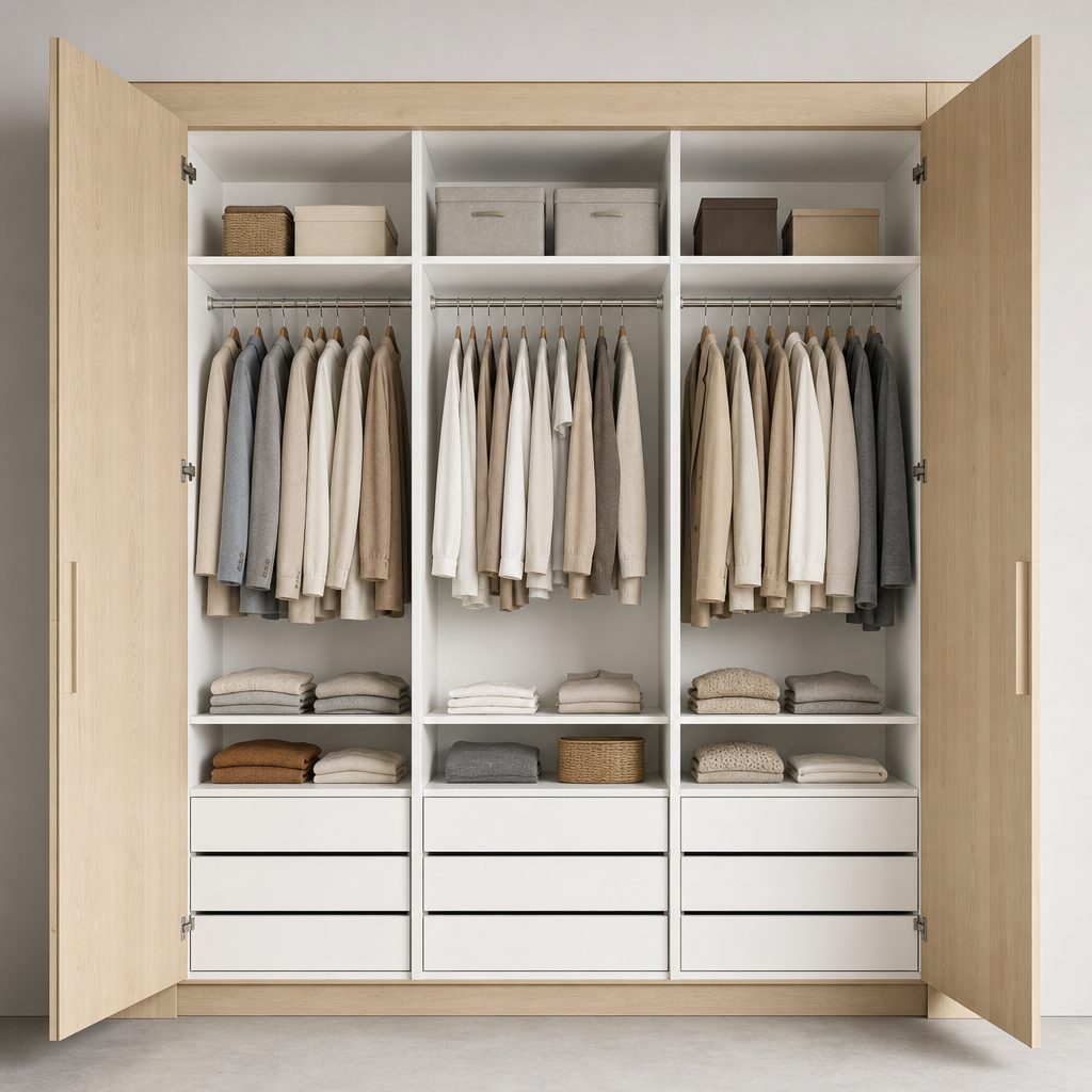 Stockholm Birch Wardrobe — open view